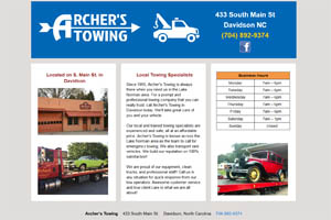 Archers Towing website Davidson NC